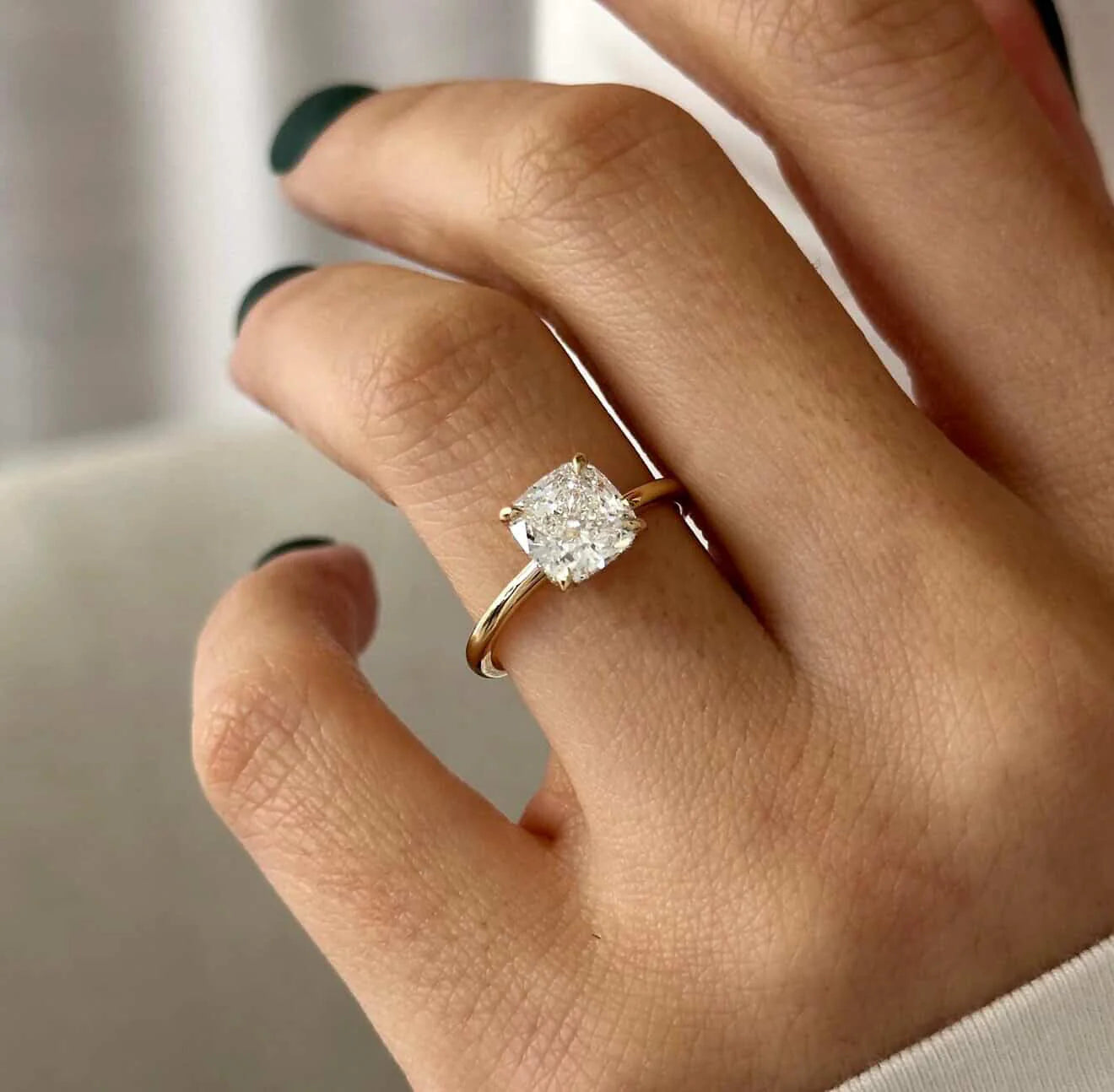 2.0 Ctw Cushion-Cut Solitaire Diamond Ring in 14K Gold