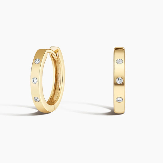 Cleo Flush Set Diamond Huggie Earrings