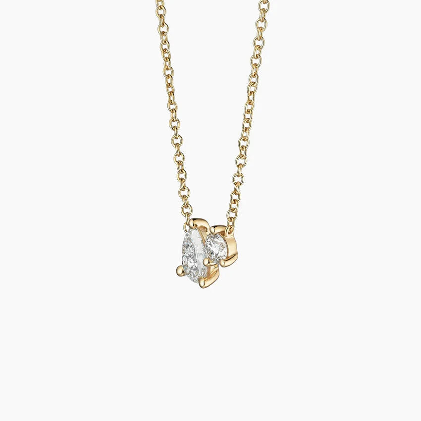 Pear and Round Lab Diamond Toi et Moi Necklace