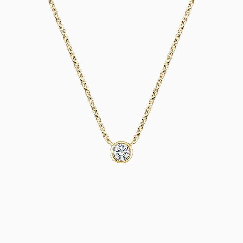 Round Cut Lab Diamond Bezel Solitaire Pendant