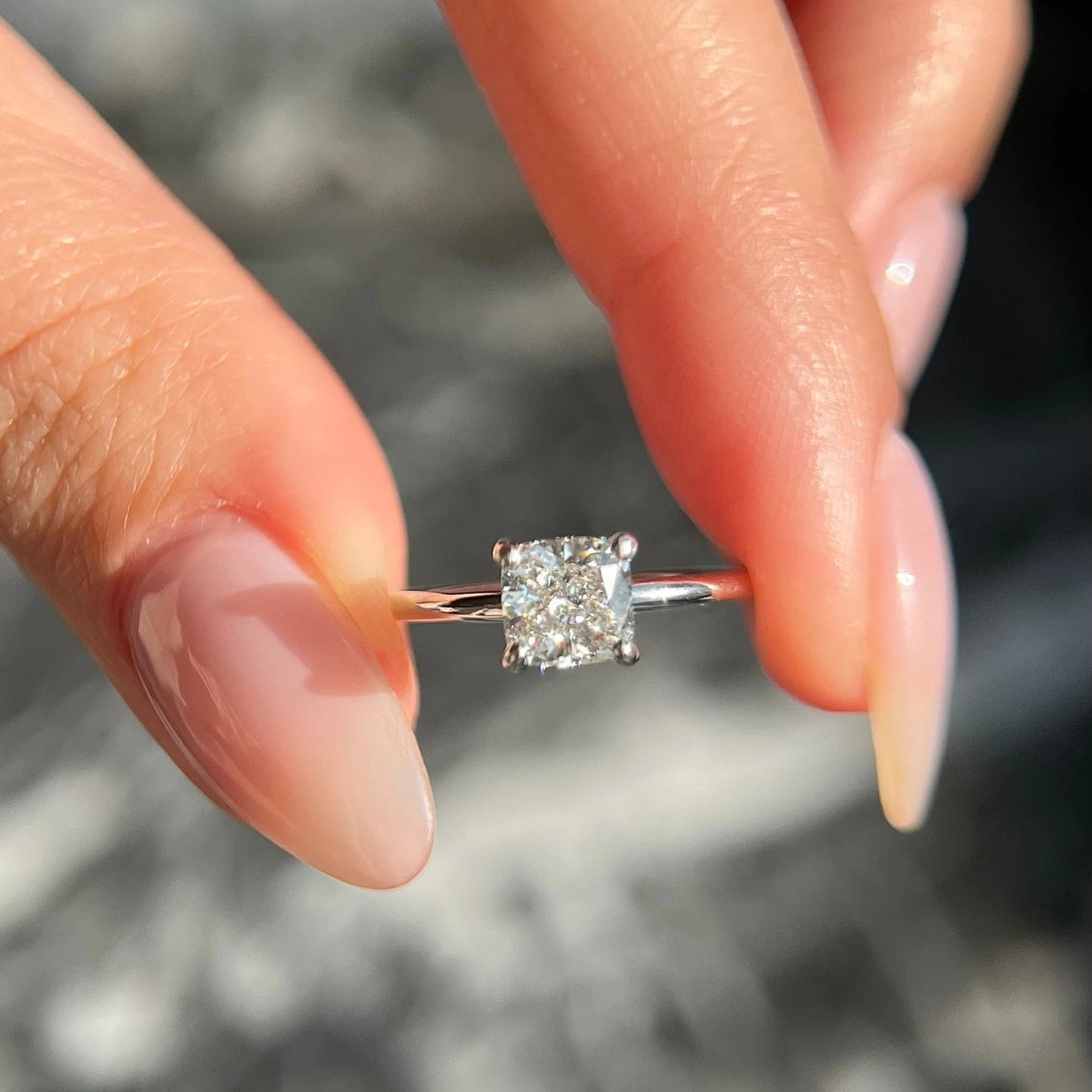 1.0 Ctw Cushion-Cut Solitaire Diamond Ring in 14K Gold