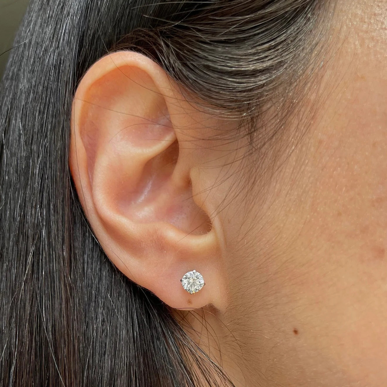 1.50 Ctw Round-Cut Solitaire Stud Earrings in 14K Gold