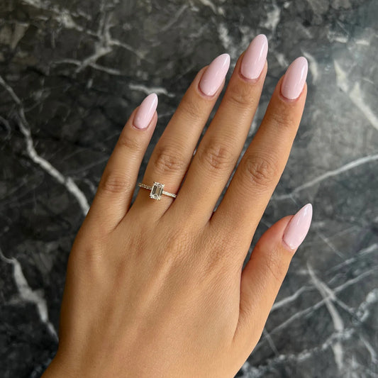 1.5 Ctw Emerald-Cut Pavé Diamond Ring in 14K Gold