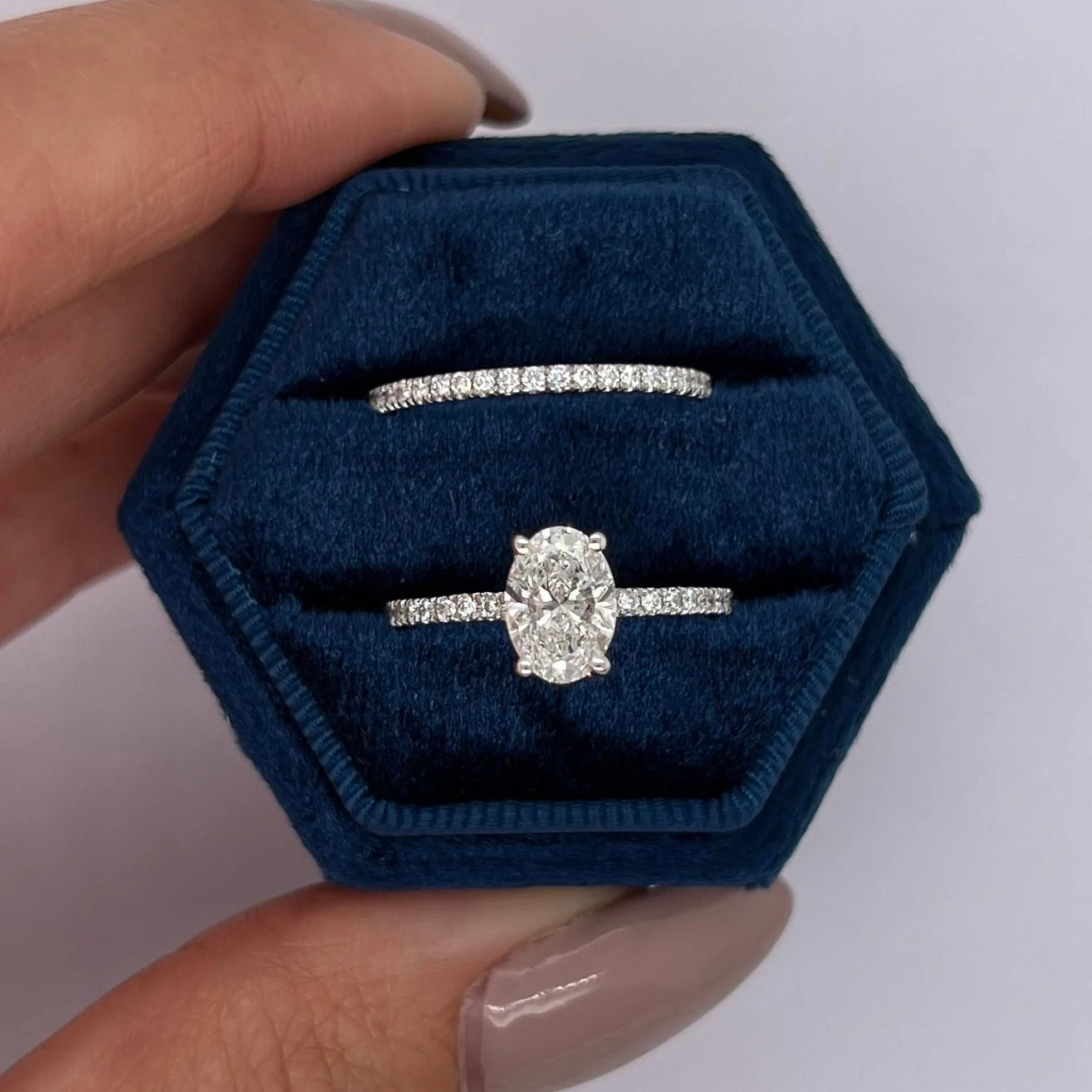 1.5 Ctw Oval-Cut Pavé Diamond Ring in 14K Gold