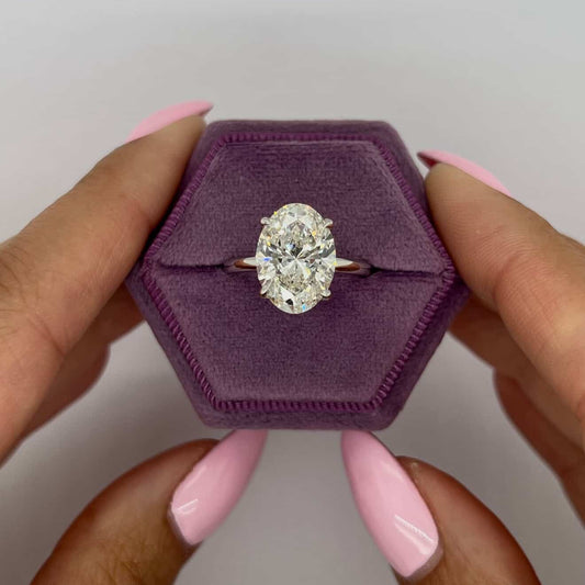 5.0 Ctw Oval-Cut Solitaire Diamond Ring in 14K Gold
