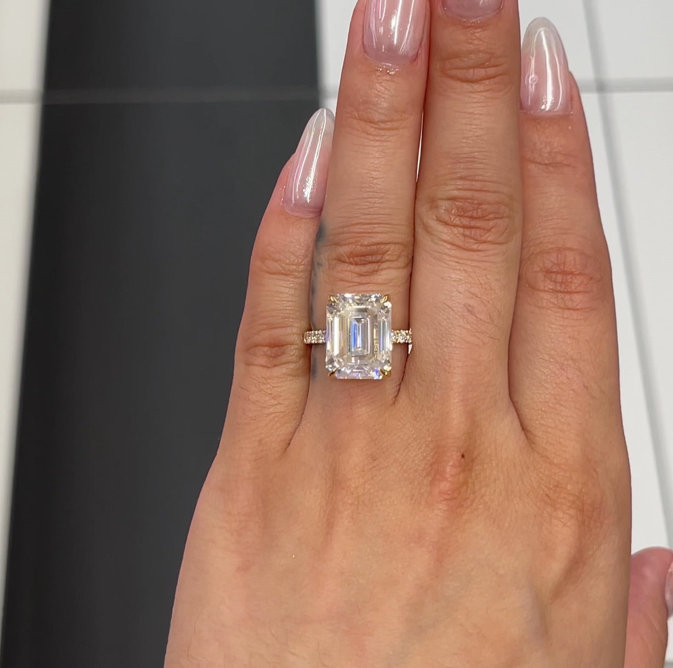 7.5 Ctw Emerald-Cut Diamond Ring in 14K Gold