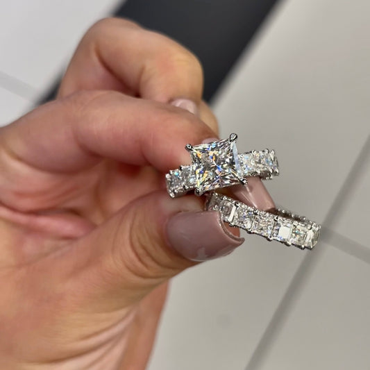 Princess-Cut Eternity Set in 14K Gold