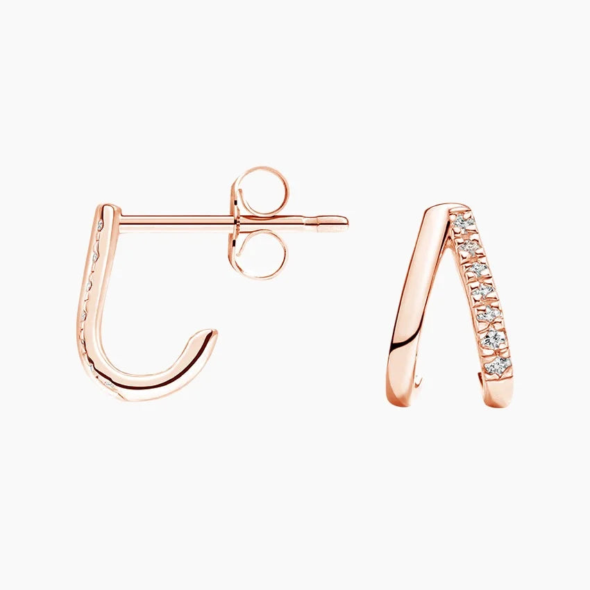 V Diamond Huggie Earrings