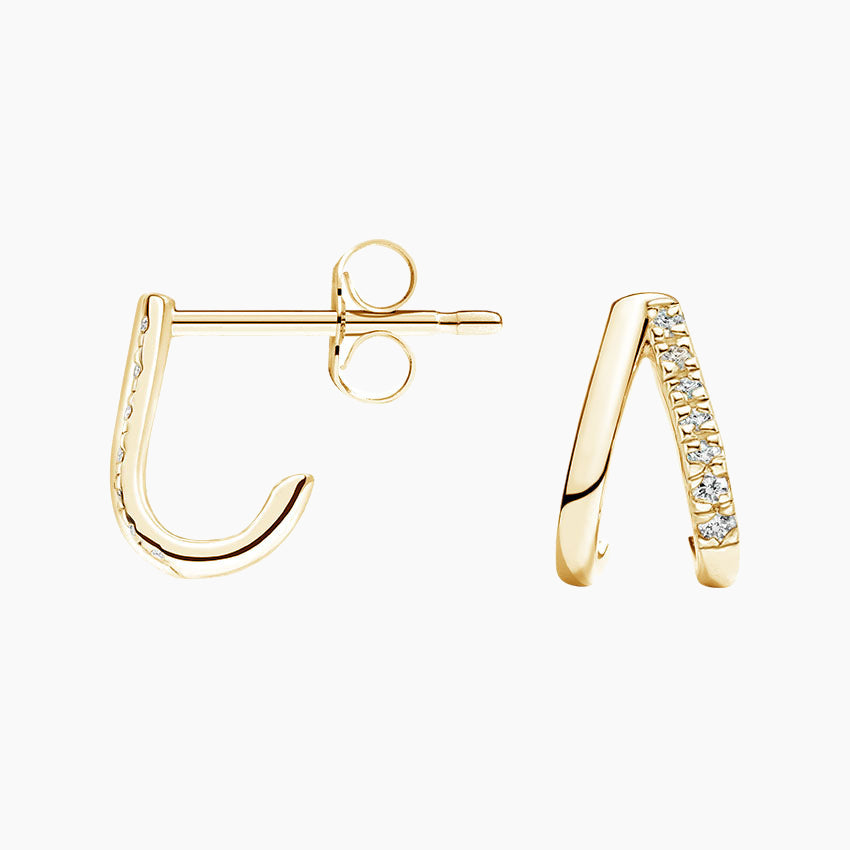 V Diamond Huggie Earrings