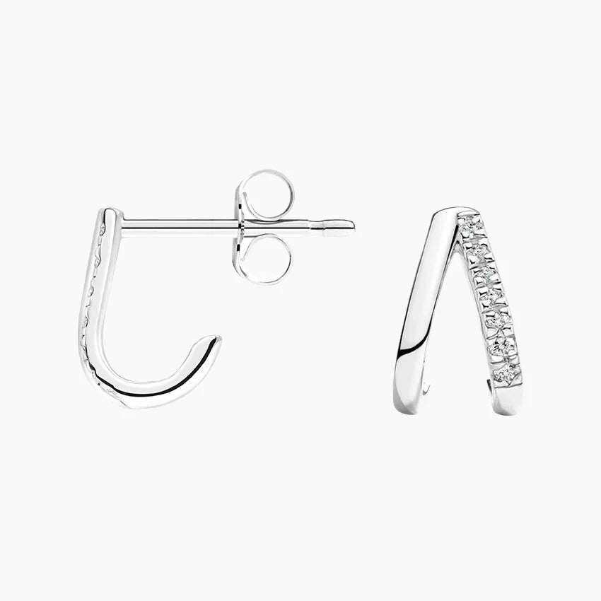V Diamond Huggie Earrings