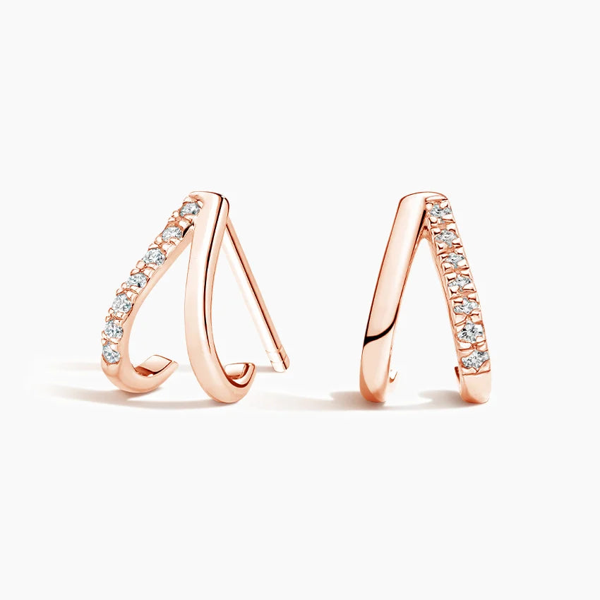 V Diamond Huggie Earrings