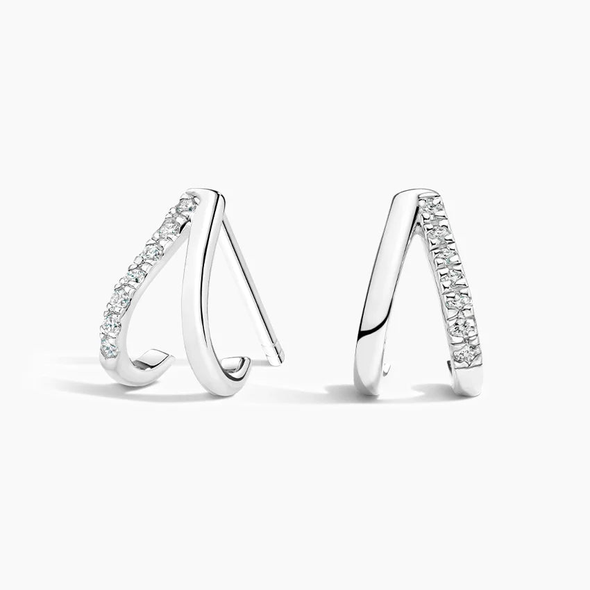 V Diamond Huggie Earrings