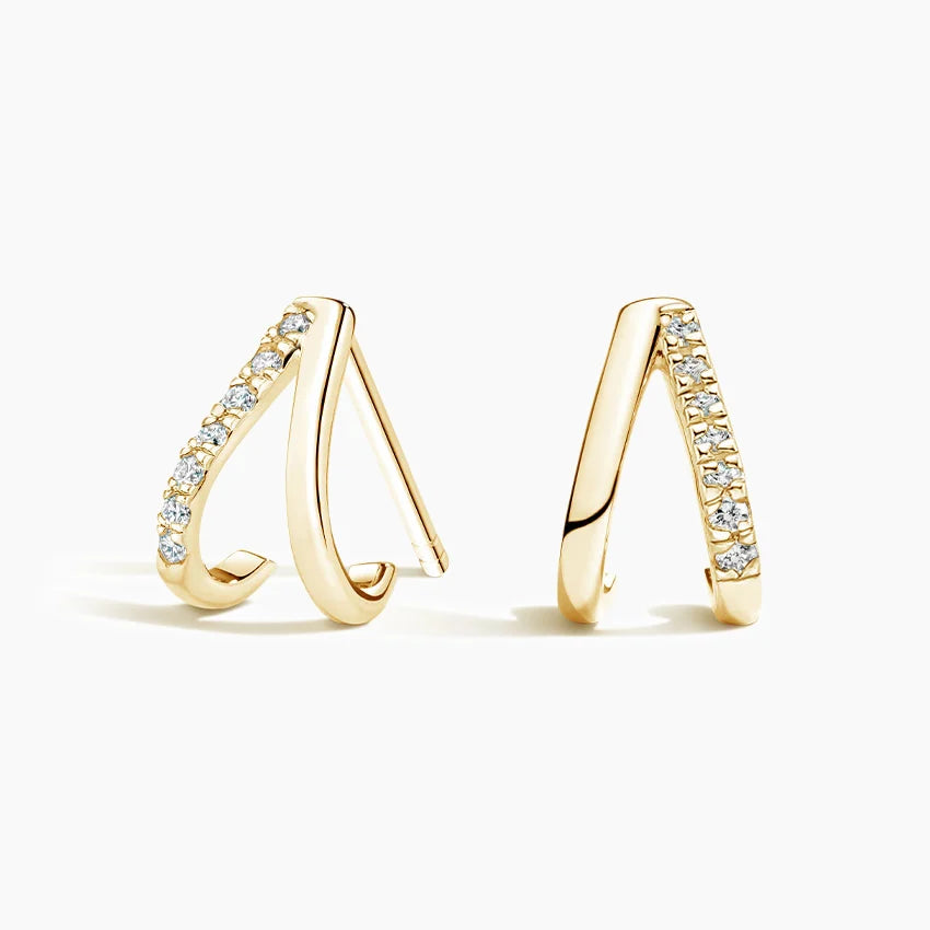 V Diamond Huggie Earrings