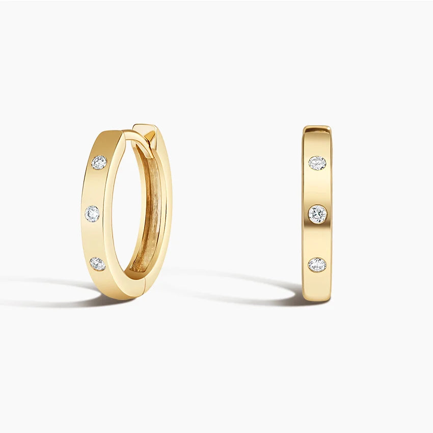 Cleo Flush Set Diamond Huggie Earrings