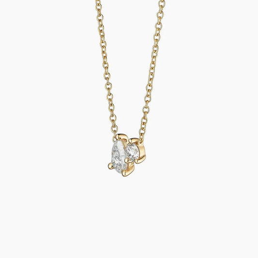 Pear and Round Lab Diamond Toi et Moi Necklace