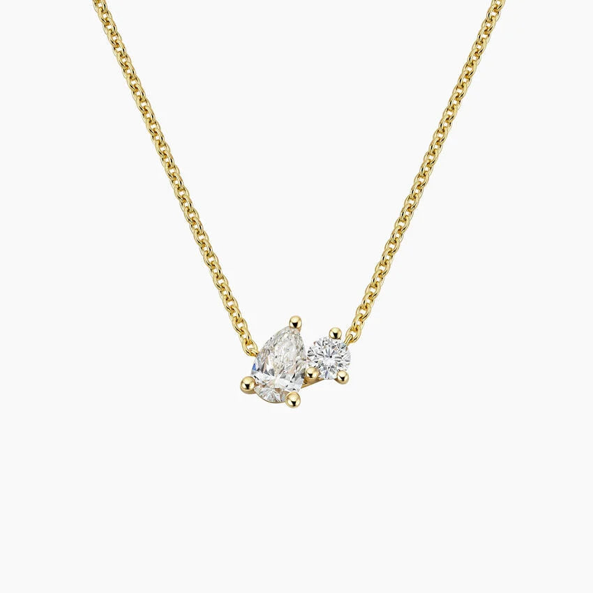 Pear and Round Lab Diamond Toi et Moi Necklace