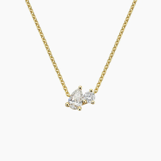 Pear and Round Lab Diamond Toi et Moi Necklace