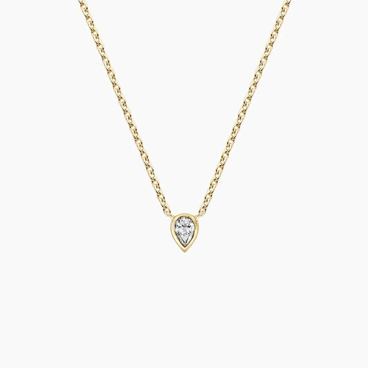Pear Cut Lab Diamond Bezel Solitaire Pendant