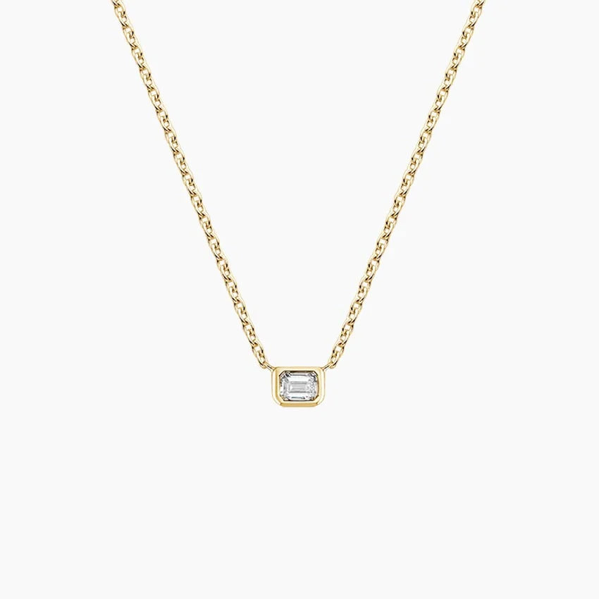 Emerald Cut Lab Diamond Bezel Solitaire Pendant
