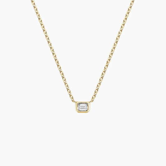 Emerald Cut Lab Diamond Bezel Solitaire Pendant