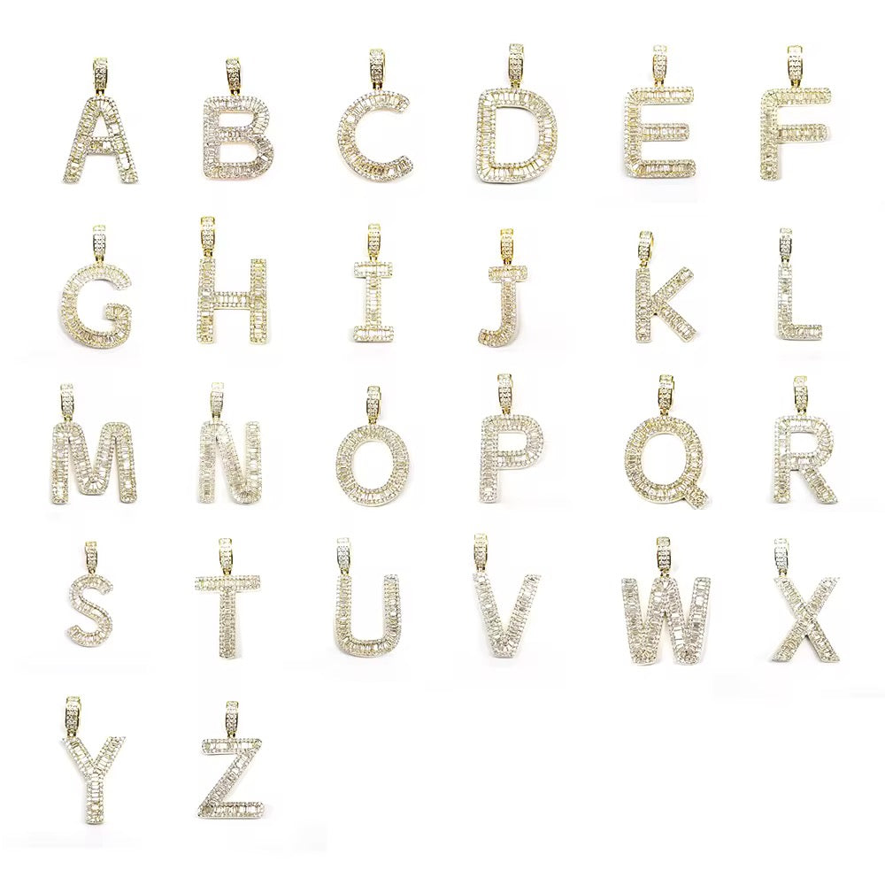 Baguette Diamond Initial Pendant