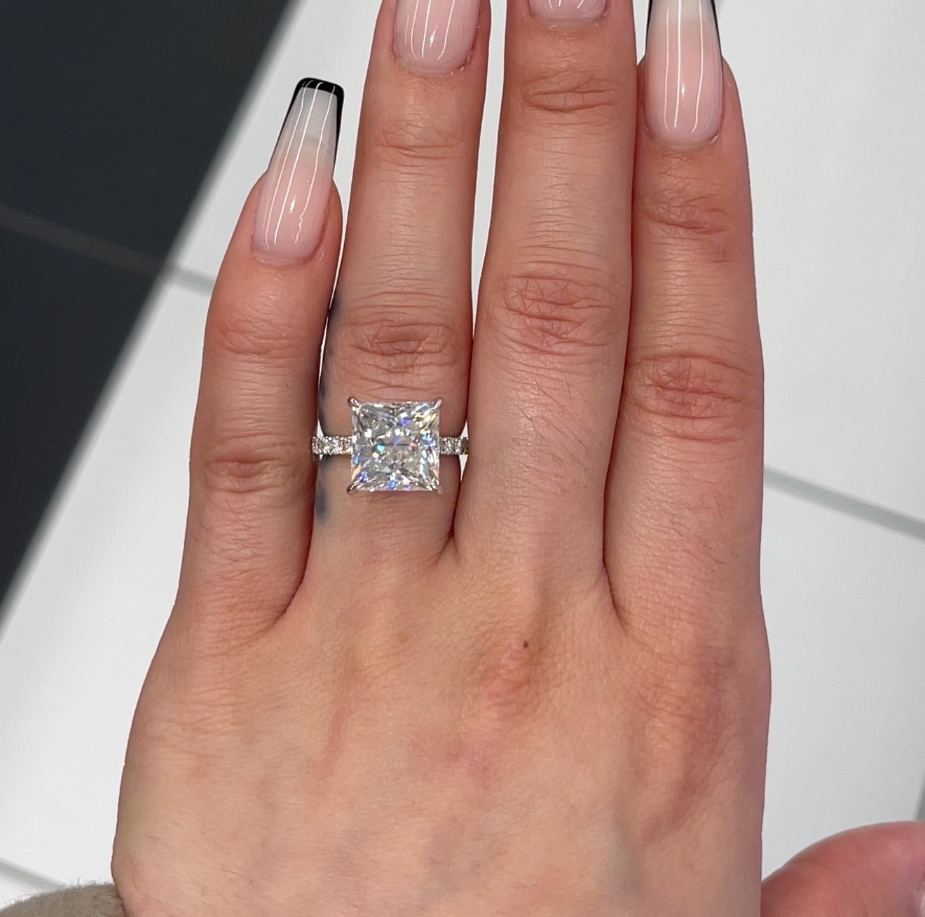 5.5 Ctw Princess-Cut Diamond Ring in 14K Gold