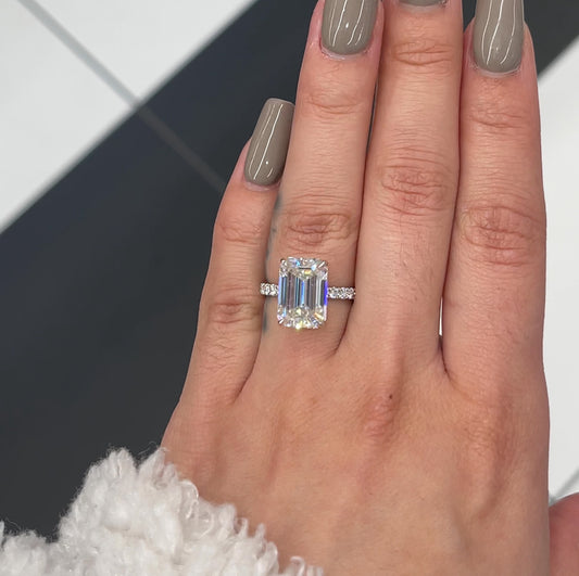 5.5 Ctw Emerald-Cut Diamond Ring in 14K Gold