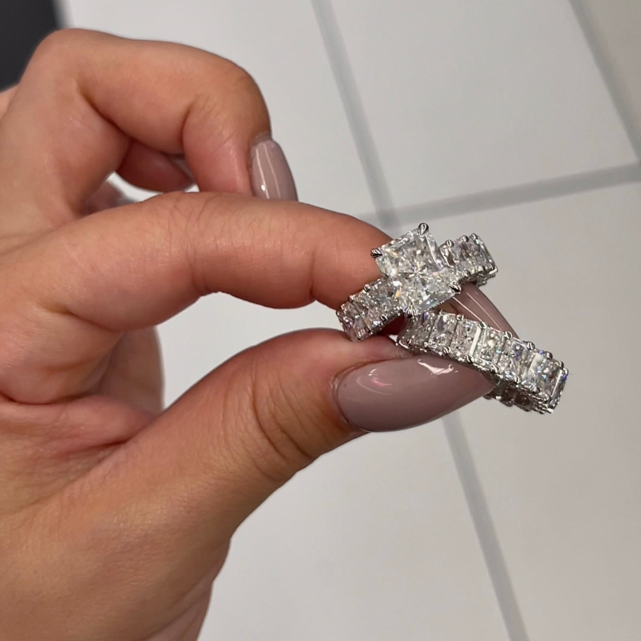 Radiant-Cut Eternity Set in 14K Gold