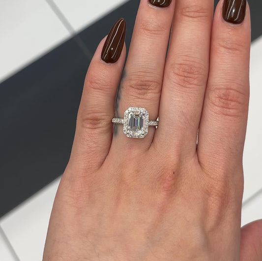 3.0 Ctw Emerald-Cut Halo Ring in 14K Gold