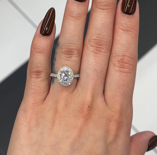 3.0 Ctw Oval-Cut Halo Ring in 14K Gold