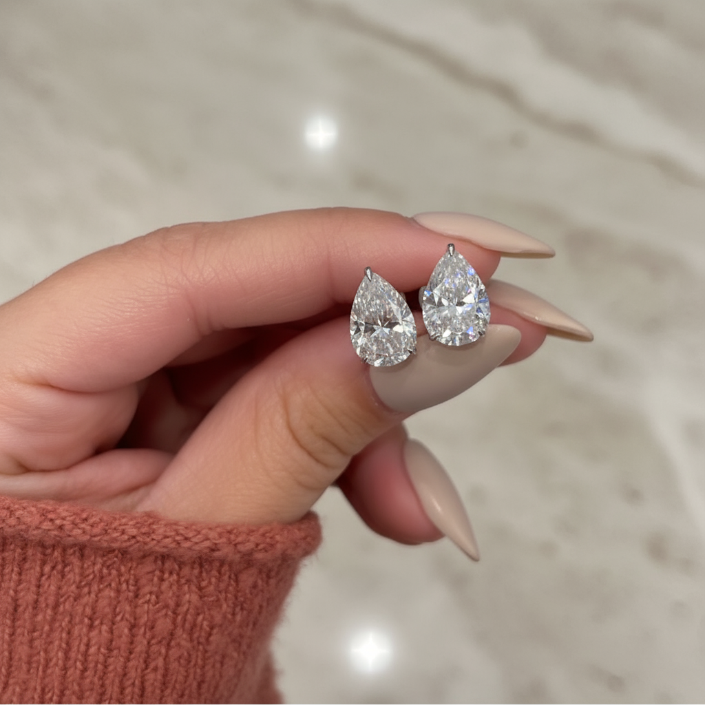 4 Ctw Pear-Cut Diamond Studs