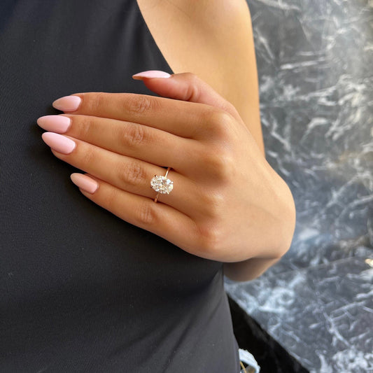 3.0 Ctw Oval-Cut Solitaire Diamond Ring in 14K Gold