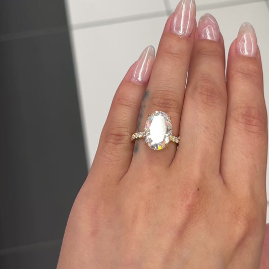 7.5 Ctw Oval-Cut Diamond Ring in 14K Gold