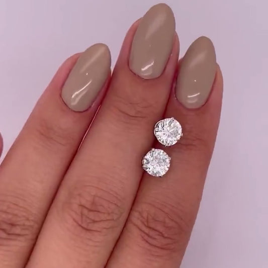2 Ctw Round-Cut Solitaire Stud Earrings in 14K Gold