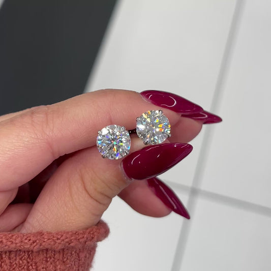 6 Ctw Round-Cut Diamond Studs