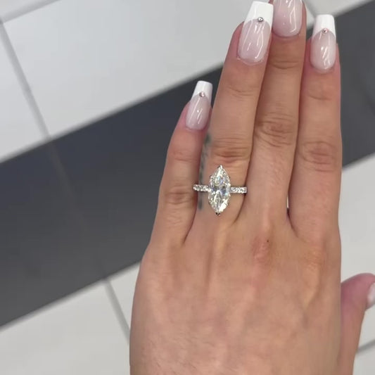 3.5 Ctw Marquise-Cut Diamond Ring in 14K Gold