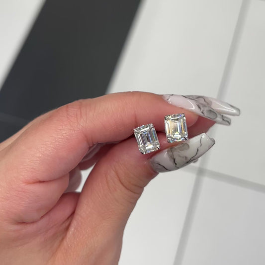 4 Ctw Emerald-Cut Diamond Studs
