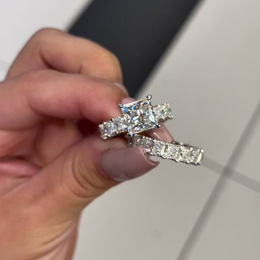 Princess-Cut Eternity Set in 14K Gold